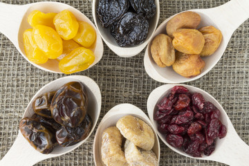 Abstract view of the dried fruits