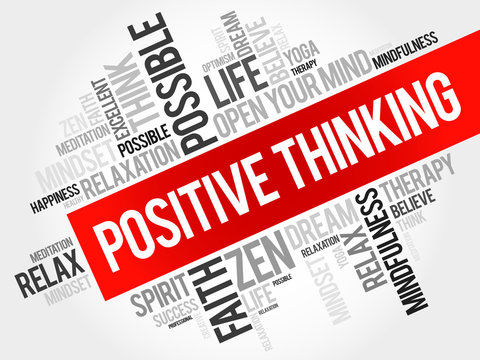 Positive thinking word cloud, business concept