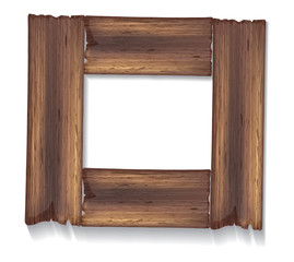 Old wooden frame with empty space for your text. Vector illustra