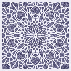 Lace decorative element - mandala in touch stroke style like emb