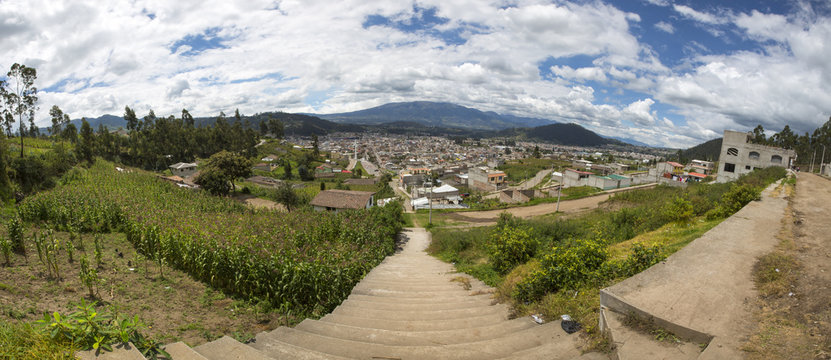 Panorama of the city of Otavalo and the surrounding mountains