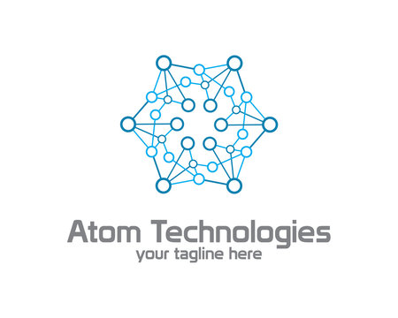 Business corporate Atom nuclear technology  logo design template