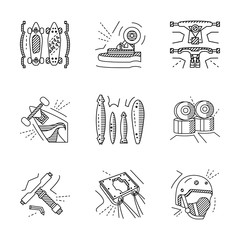 Flat line vector icons for extreme sport