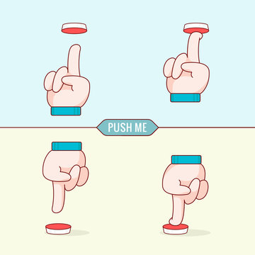 Button with hands, Flat design thin line style illustration