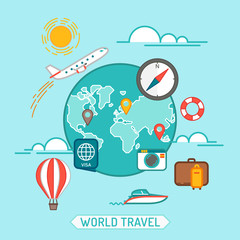 Travel banner. Flat vector illustration.