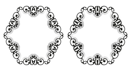 Vintage calligraphy decorative star background, vector retro antique blank royal baroque border frame set