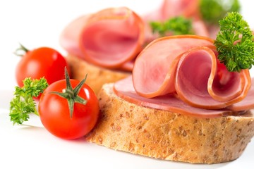 Bread, small, jamon.