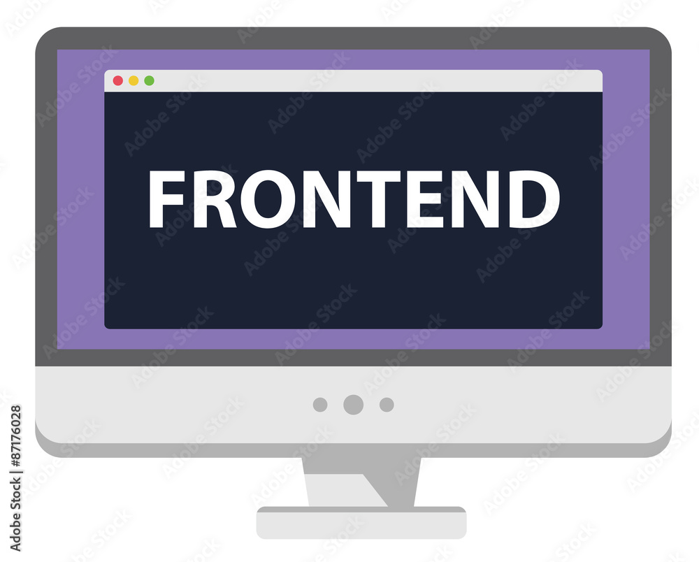 Poster web development illustration computer display says frontend