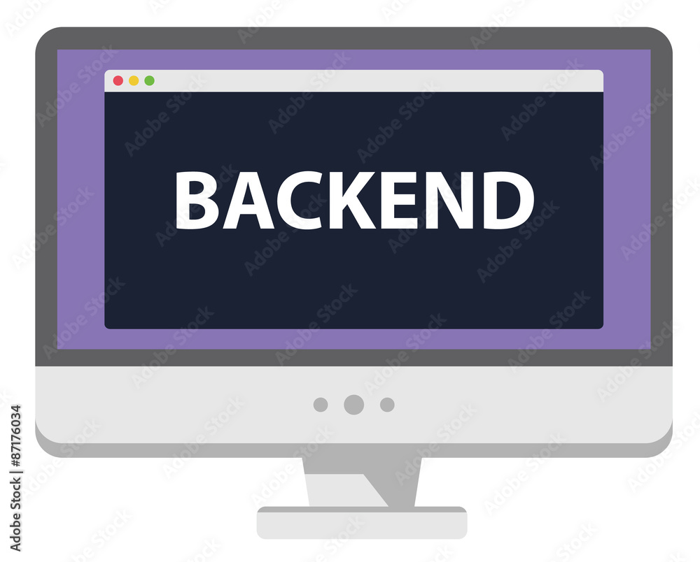 Poster web development illustration computer display says backend
