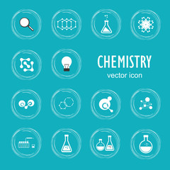 Set vector icon in chemistry, biology, medicine