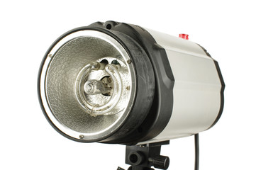 Studio photography lighting equipment close up isolated on the white background