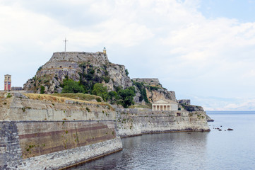 Fototapeta na wymiar View at new fortress at Corfu Greece on a cloudy day