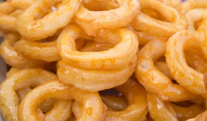closeup of a pile of  typical  donuts