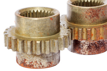 Closeup of metal cog gears