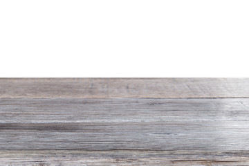 Top grey wooden table isolated on white background