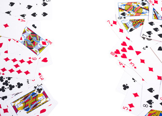 pokers on white with clipping path and copy space