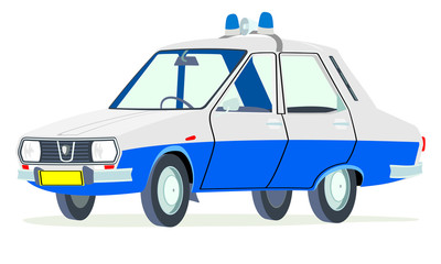 Caricatura Dacia 1310 sedan Militia Romania vista frontal y lateral