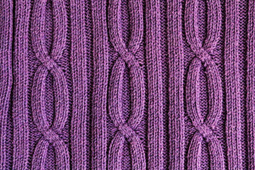 Purple cable knit full frame material with vertical pattern