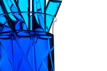 Fototapeta na wymiar Test tubes blue liquid, Laboratory Glassware