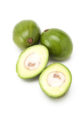 Avocados group on background