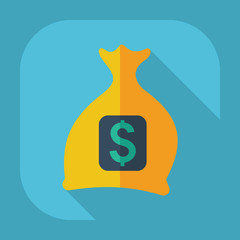 Flat modern design with shadow a bag of money