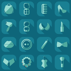 Flat concept, set modern design with fashion beauty