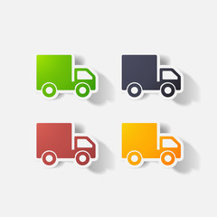 Paper clipped sticker: truck