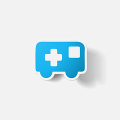 Fototapeta premium Paper clipped sticker: ambulance