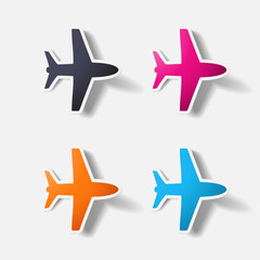 Paper clipped sticker: plane