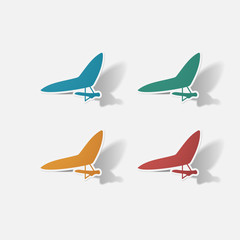 Paper clipped sticker: hang-glider