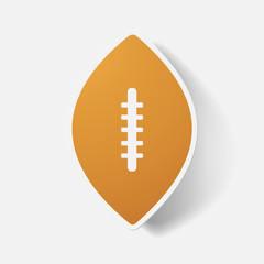 Paper clipped sticker: rugby ball