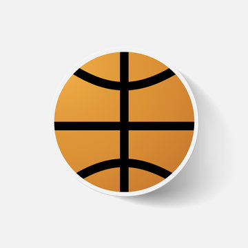 Paper clipped sticker: basketball