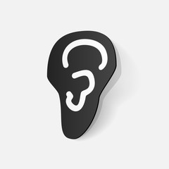 Paper clipped sticker: ear