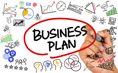 business plan concept handwritten on whiteboard