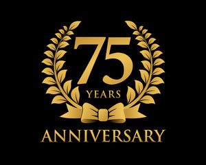 anniversary logo ribbon wreath black background 75