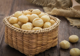 Macadamia nuts in basket