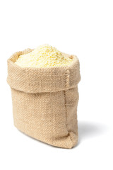 raw corn flour on white, tilt shift lens