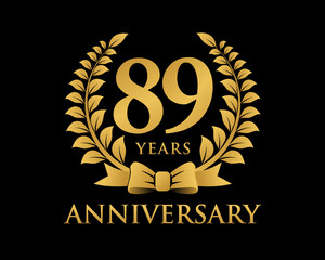 anniversary logo ribbon wreath black background 89