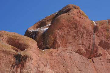 Close up of Red Rocks in winter
