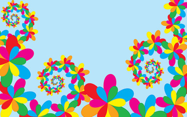 Summer background, whit colorful floral elements