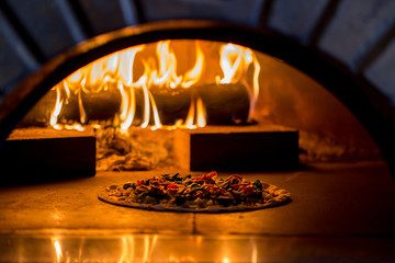 Delicious pizza in the oven