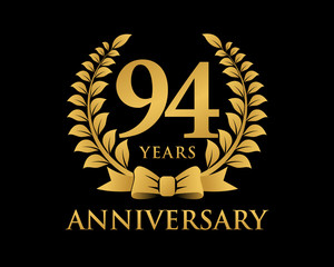 anniversary logo ribbon wreath black background 94