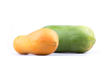 ripe papaya fruit isolated on white background