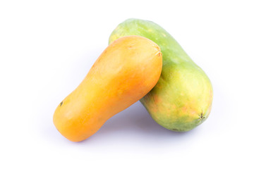 ripe papaya fruit isolated on white background