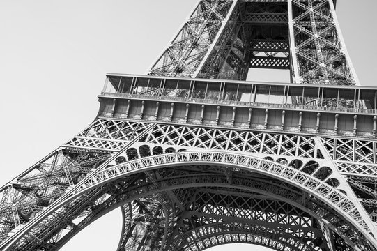 Fototapeta Exquisite ironwork details of Eiffel tower, Paris, France