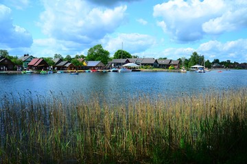 Fototapeta premium Galves lake,Trakai old city old houses view