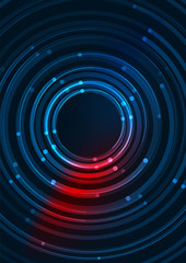 Abstract color glowing lines in dark space with stars and light