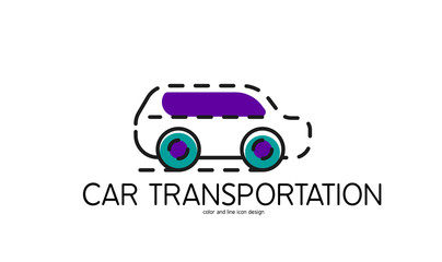 Color line icon for flat design. Car transportation