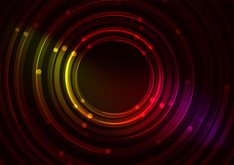 Abstract color glowing lines in dark space with stars and light