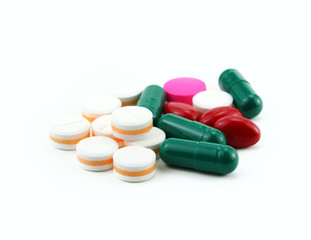 Tablets pills heap color mix therapy doctor flu antibiotic medic